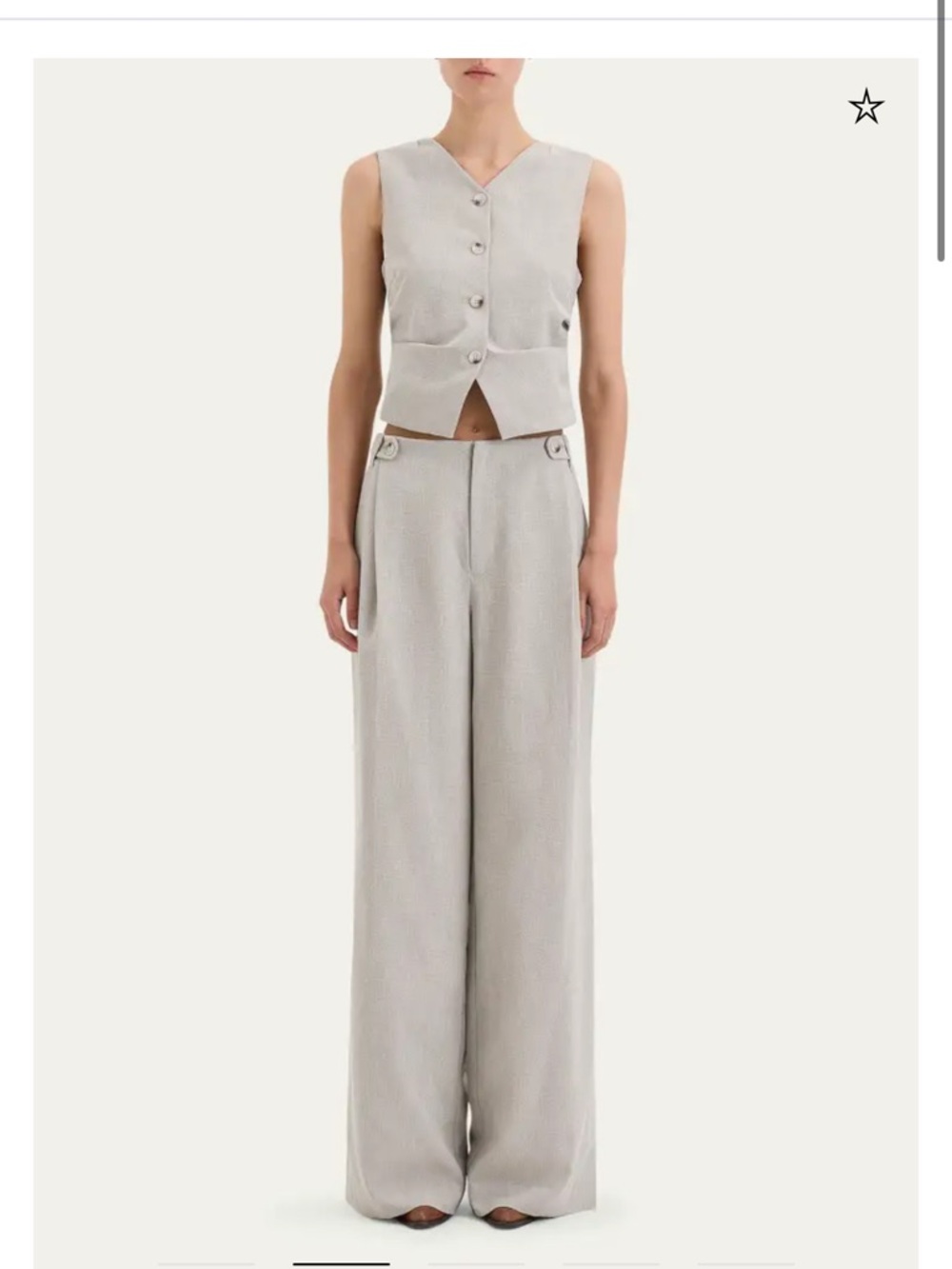 SIR Women's Leone Draped Vest Sleeveless Button-Down in Light Beige Natural